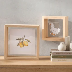 Creative Double Sided Wooden DIY Floating Photo Frame with Customized Logo for Home Decoration