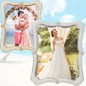 Creative European Style Picture Frame Wedding Family Photos Frame with Pearl Horizontal or Vertical for Tabletop Gold & Silver