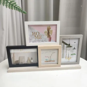 Creative Six Inch Nordic Modern Minimalist Triptych Tabletop Photo Frame with Integrated Stand Multi Picture Combination Display
