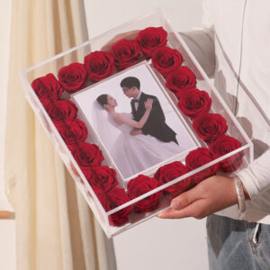 Creative Wedding Flower Box Magnetic Photo Frame Acrylic Flower Box Flower Rose Acrylic Photo Frame Gift