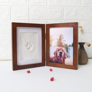 Cross Border Fashionable Square Solid Wood Pet Dog Paw Print Photo Frame with Hand Foot Inkpad DIY Waterproof Memorial Souvenir