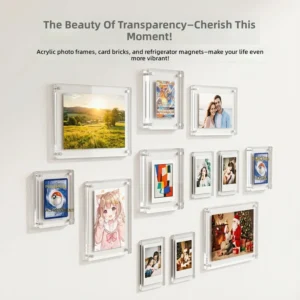 Custom Acrylic Magnetic Rectangle Photo Frame DIY Design Small Size for Refrigerator Wall Display Picture Frame