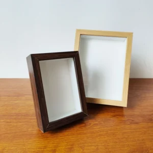 Custom All Black White Walnut MDF Wood 3D Shadow Box Photo Frame with Custom Logo Silk Screen Printed Multiple Sizes Available