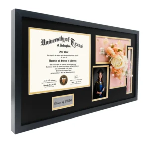 Custom Black Graduation Shadow Box Frame UV Printing Cap Gown Diploma Stole Cords College Commencement Cap Tassel Diploma Frame