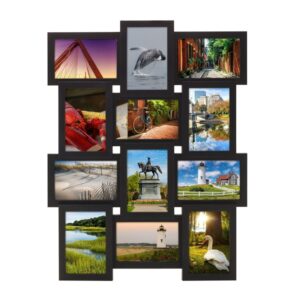Custom Black White Natural Wood Color Wall Decor Frame Displays 4×6 and Six 6×4 Inch Photos 8910 Opening Collage Frame