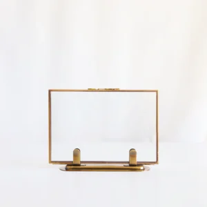 Custom Brass Metal Tabletop Glass Photo Frame Horizontal Floating Display for Pictures Artwork Pressed Flowers Decor