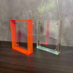 Custom Clear Acrylic Magnetic Floating Photo Frame Multiple Sizes Self Standing Tabletop Display for Store Use
