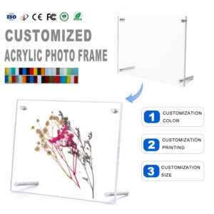 Custom Clear Acrylic Photo Frame with Customized Logo Floating Frameless Design for Desktop Decoration