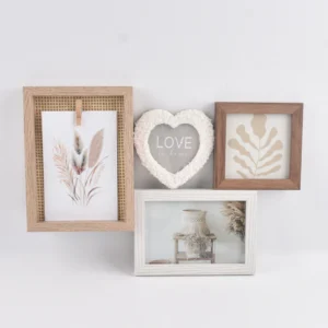 Custom Creative Double Sided Modern Simple DIY Wood Photo Frame Rotating Design Engraved Decor Die Cutting Printing Rotating