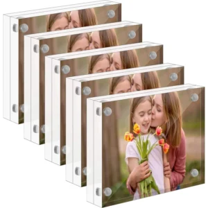 Custom Double Sided Mini Acrylic Picture Frames Handmade Desktop Display for Film Photos Cards Stamp with Customized Logo