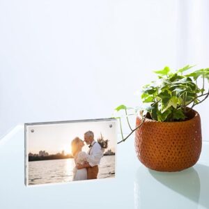 Custom Floating Photo Frame Crystal Look Acrylic Two Glass Panels Display for Photos Artwork With Laser Engraved Logo