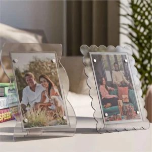 Custom Irregular Acrylic Picture Frame Transparent Floating Magnetic Photo Block Tabletop Photo Holder