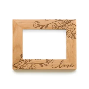 Custom Laser Engraved Wooden Photo Frame Handcrafted Natural Wood Picture Frame Desktop Floral Decorative Photo Frame
