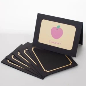 Custom Made Eco friendly Standing Table Paper Card Die Cut Photo Frame 18x24cm Black Cardboard Custom Size Gold Foil Print