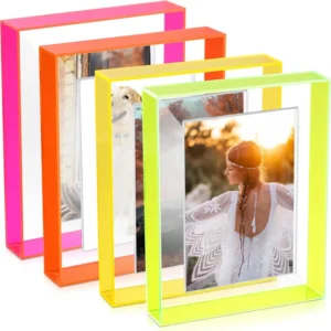 Custom Magnetic Floating Picture Frame Shadow Box Acrylic Neon Colorful Clear Photo Frame
