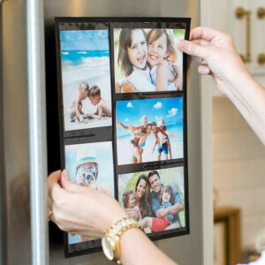 Custom Magnetic Photo Pocket Hold Five 4 X 6 Inch Photos Magnetic Picture Collage Frame in Black for Refrigerator