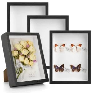 Custom Modern Eco Friendly & Durable Wooden Shadow Box Frame with Glass Front for Photos Memorabilia Home Office Decor