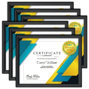 Custom PS Plastic 4X6 5×7 8×10 8.5×11 Photo Frame Black Gold Silver Brown Certificate Document Frame