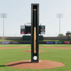Custom Polished Wood Baseball Bat Display Case Home Decor Vertical or Horizontal Free standing Frame Bulk Shadow Box