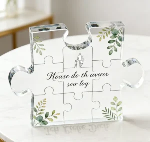 Custom Shape Acrylic Transparent Puzzle Photo Frame Desktop Ornament for Holiday Mother’s Day Wedding Party Gifts