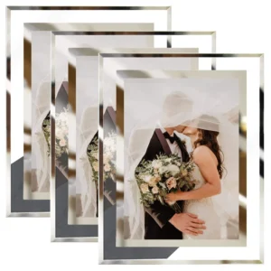 Custom Silver Glass Photo Frame Wall Art Handmade Transparent Crystal Glass Picture Frame Home Decor