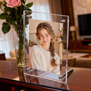 Custom Size Acrylic Picture Frame Floating Look Custom Thickness Clear Photo Frame Desktop Frameless Display Self Standing