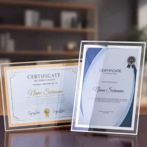Custom Size Silk screen Printing Glass Honor Certificate Frame Clear Glass Photo Frame Vertical Horizontal Display Holder