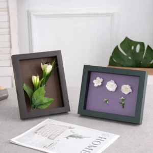 Custom Solid Wood 6inch Shadow Box Frame with Glass Letterpress Printed Standing & Wall Mountable for