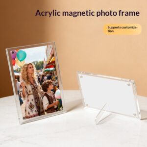 Custom Transparent Acrylic Photo Frame Magnetic Desktop Photo Frame Clip Creative Photo Frame Tabletop Stand