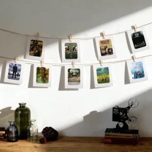 Custom White Paper Photo Frame with Hanging Rope Wall Display Picture Frame for Wedding Party Decor