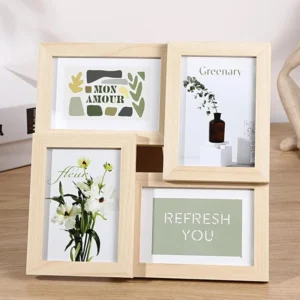Custom Wooden Puzzle Photo Frames Collage Wall Frame with 4 Photo Capacity White Family Picture Frame for Wall and Table Display