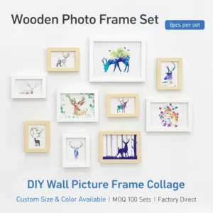 Custom Wooden Wall Photo Frame Set DIY Hanging Picture Frame Collage for Home Decor Wedding & Family Display
