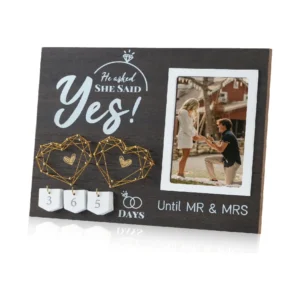 Custom Wooden Wedding Countdown Photo Frame Engagement Picture Frames Wall Art Couples Valentine Frame With String Heart