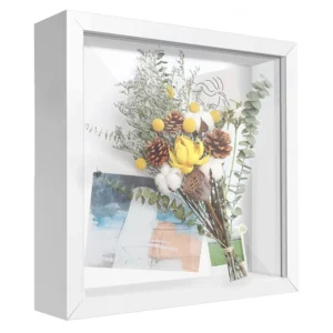 Custom bulk white wall decor 3d deep wooden shadow box picture frame with glass