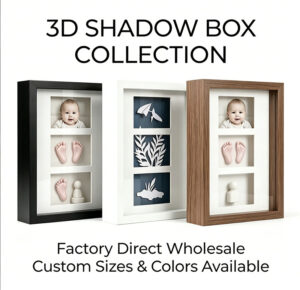Customizable 3 Opening Window Modular 3D Shadow Box Frame with Removable Spacer for 3D Art Display