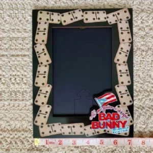 Customizable Eco friendly MDF Wood 5×7 Photo Frame 3D Embossed Design Tabletop Use Travel Souvenir BADBUNNY High Quality Frame