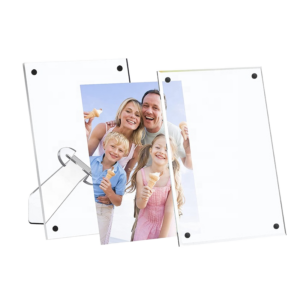 Customizable Logo Acrylic Freestanding Metal Photo Frame 5×7 and 6×8 Sizes with Magnet for Desktop Display
