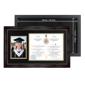 Customization Handmade Eco Friendly American A4 Wood Graduation Photo Frame Home Wall Mounting Certificate Diploma Frame Two