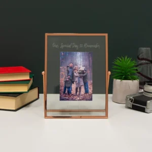 Customize Nordic Luxury Floating Stereo Glass Photo Frame INS Creative Metal 4×6″ Natural Desk Home Gravure Printing