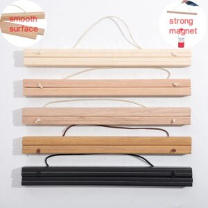 Customized 16″ Teak Wood Magnetic Poster Hanger Frame Wall Mounted Wooden Poster Rack for Displaying Artwork and Posters