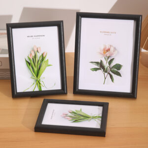 Customized 8 Inch & 10 Inch A4 Wooden Display Photo Frames Black Desktop Decoration Square Picture Frames Mat