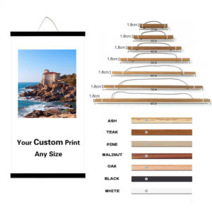 Customized A3 Classic Teak Wood 20 Inches Magnetic Poster Hanger Wooden Art Frames Diy