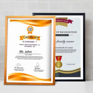 Customized A4 Certificate Frame Gold Metal Photo Frame Gold Brushed Aluminium Photo Frame for Home Decor Hanging Use