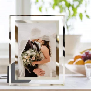Customized Crystal Glass Gold Photo Frame 8×10 Picture Frame Glass for Tabletop Display Vertical or Horizontal