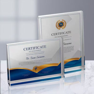 Customized Design Plaque Certificate Awards Crystal Certificate Diploma Photo Frame for Business