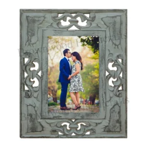 Customized Hand Carved Wooden Wedding Photo Frame Tabletop Eco Friendly Vintage Look Handmade Laser Engraved Family Picture