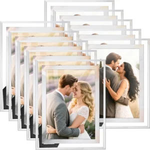 Customized Modern clear Simple Tabletop Floating Hanging Frameless Glass Photo Picture Frame