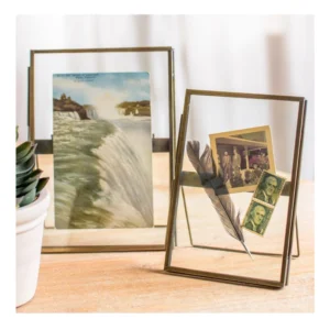 Customized Size Clear Glass Photo Frame with Gold Finish Brass Border Latest Design Wedding Tabletop Decoration Jewelry Boxes