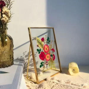 Customized Size Double Glass Table Top Stand Brass Photo Frame Classic Design Home Decor Wedding Product Die