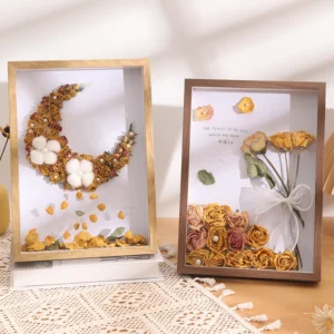 Customized Size Walnut Color Photo Frame 4×6 6×8 8×10 A4 Creative DIY Dried Flower Box Frame 3D Shadow Specimens Picture Frames